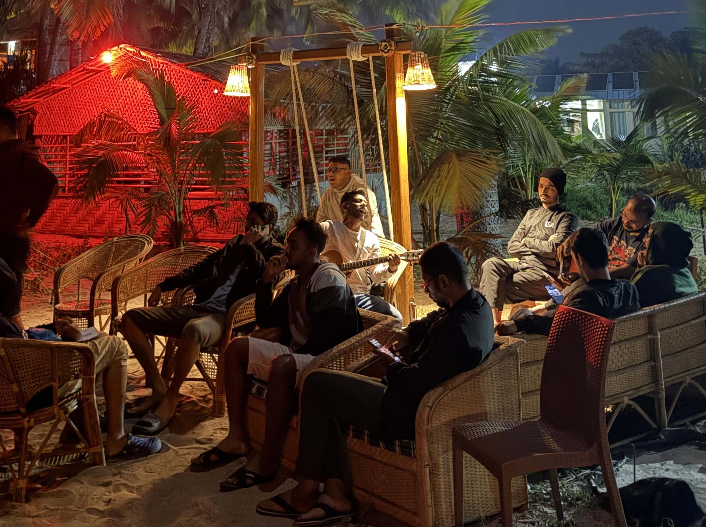 Team jamming on the beach at St. Martin's